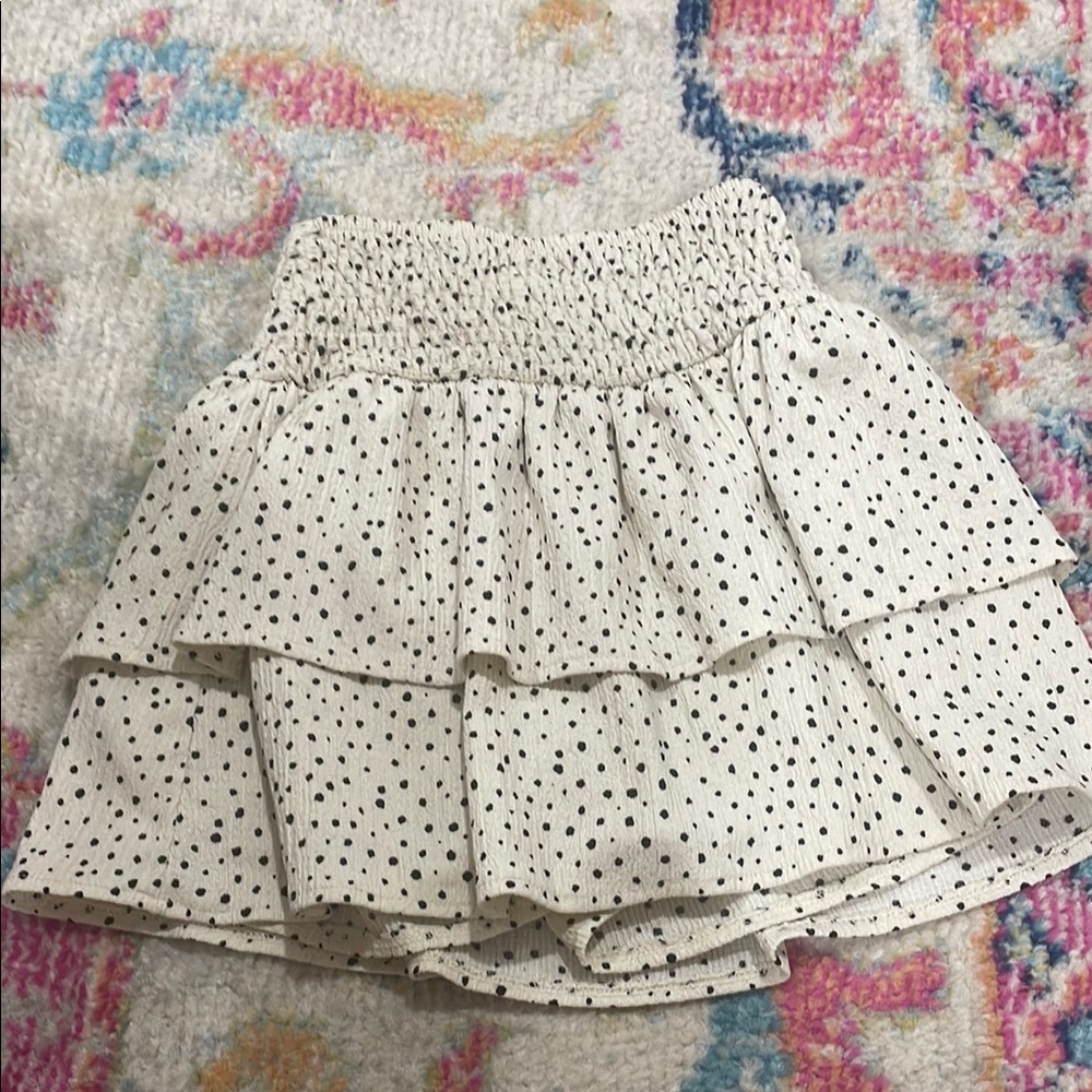 Zara Cream and Black Textured Skirt